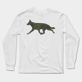 Halloween Design - Dog Skeleton Yellow Long Sleeve T-Shirt